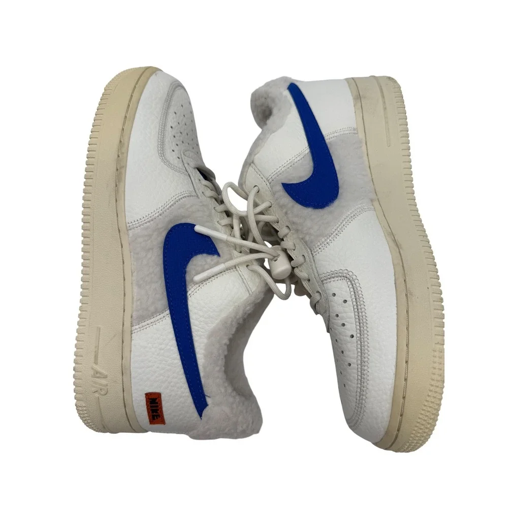 Nike Air Force 1 07 Premium Sherpa Fleece Womens 9.5 Sail Blue DO6680-100 EUC